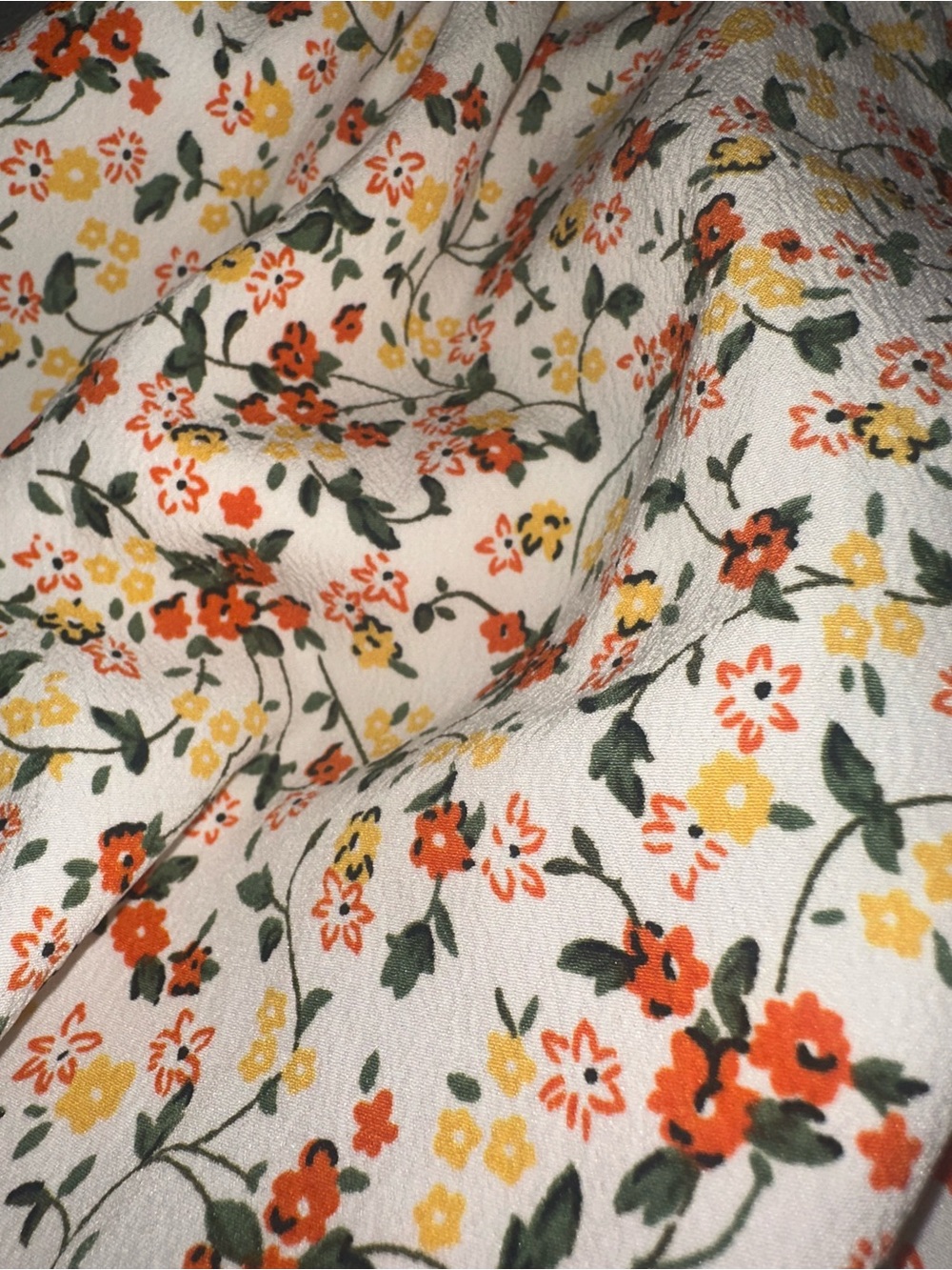 Topshop Cream Floral Smocked Mini Dress with Puff Sleeves - Picture 2 of 3